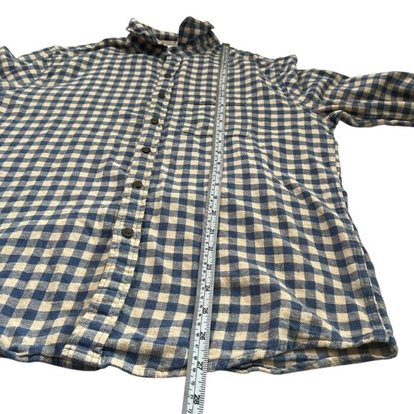 The Normal Brand Mens Gingham Plaid Button Up Flannel Shirt Blue Size Small - Picture 7 of 8